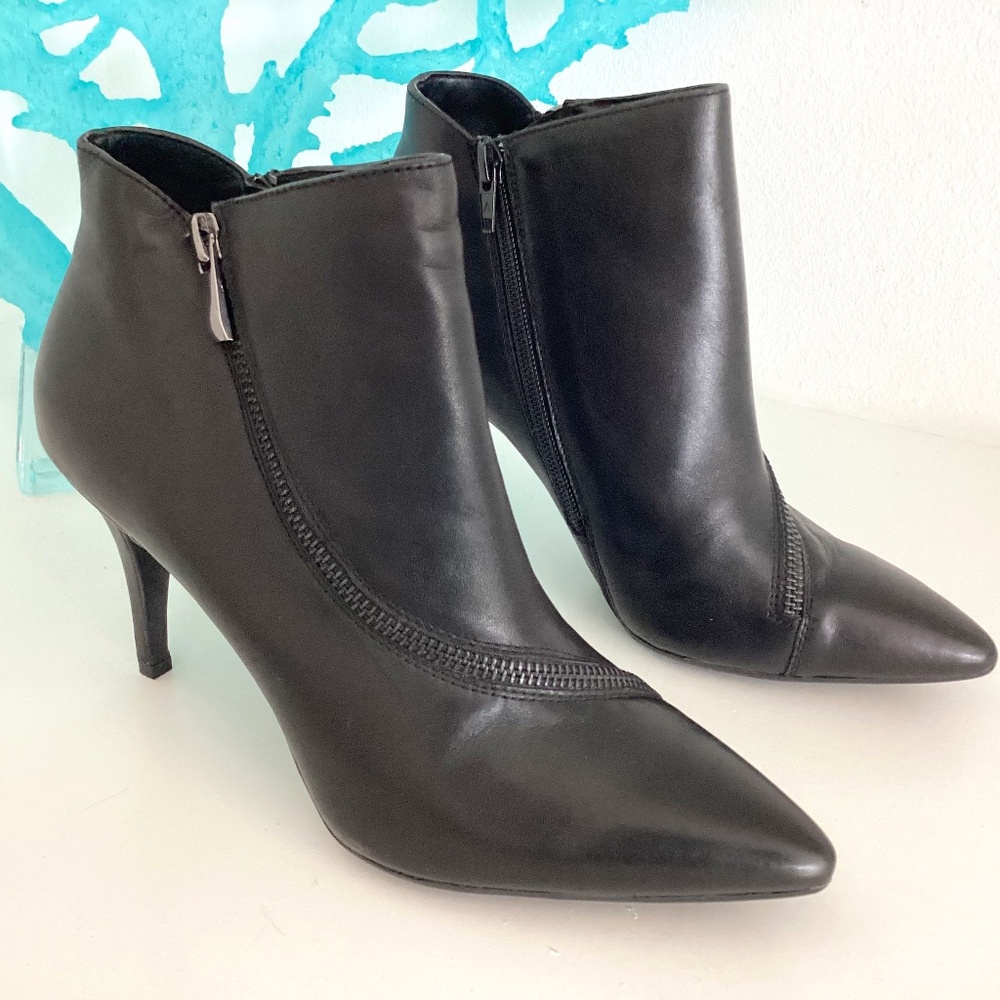 AEROSOLES HEELREST ANKLE ZIPPER ACCENT BOOTIES BOOTS 3.5 in Heel Sz 7.5